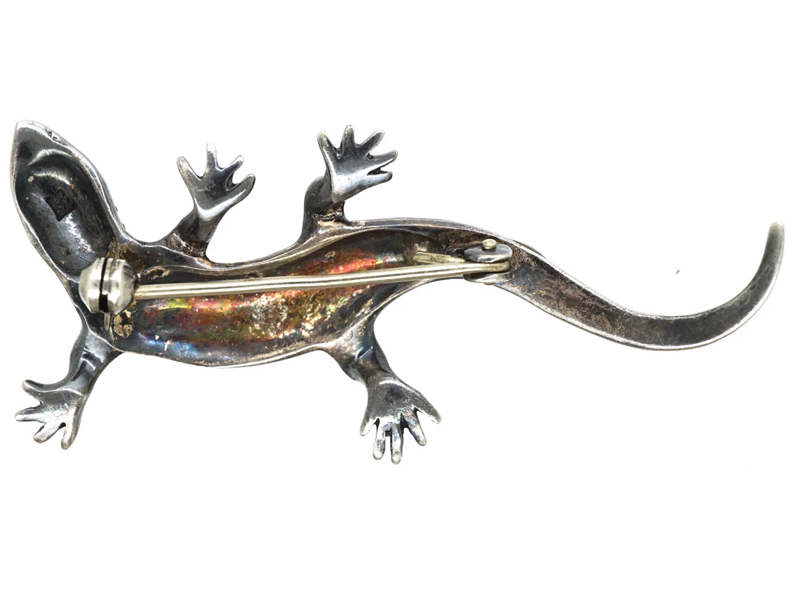 Art Deco Silver & Marcasite Lizard Brooch 6 Art Deco Silver & Marcasite Lizard Brooch - Image 4