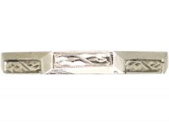 Art Deco Platinum Wedding Hexagonal Ring With Engraved Detail