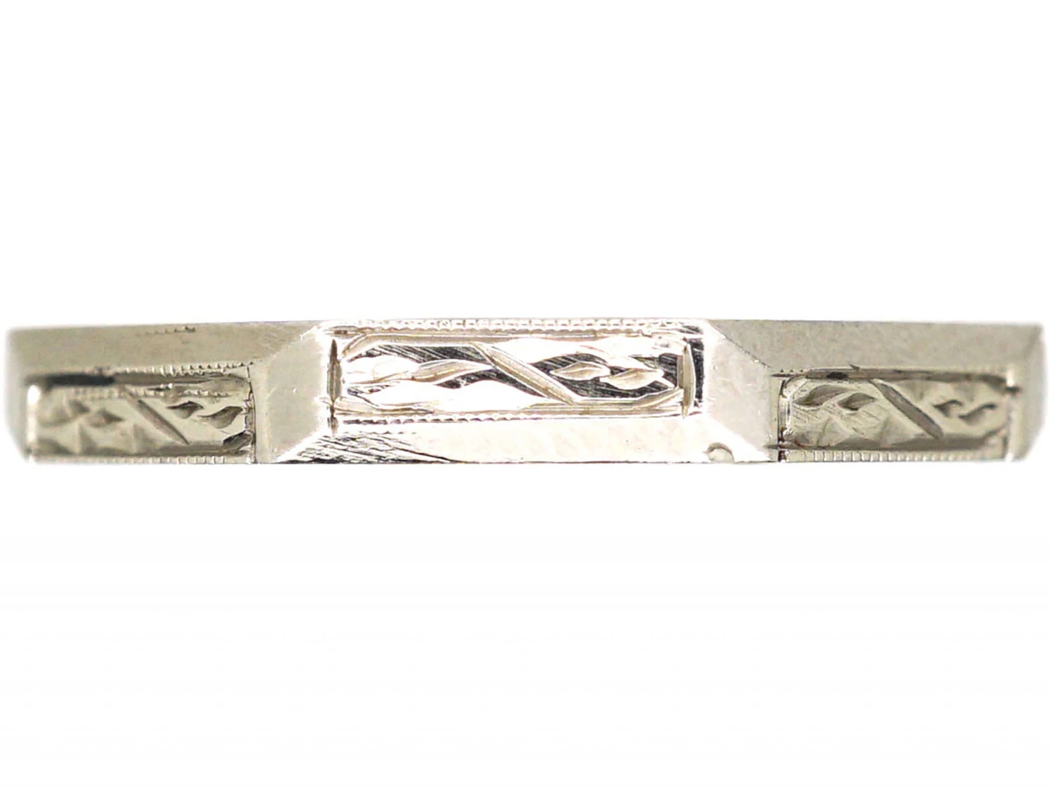 Art Deco Platinum Wedding Hexagonal Ring With Engraved Detail 3 Art Deco Platinum Wedding Hexagonal Ring With Engraved Detail