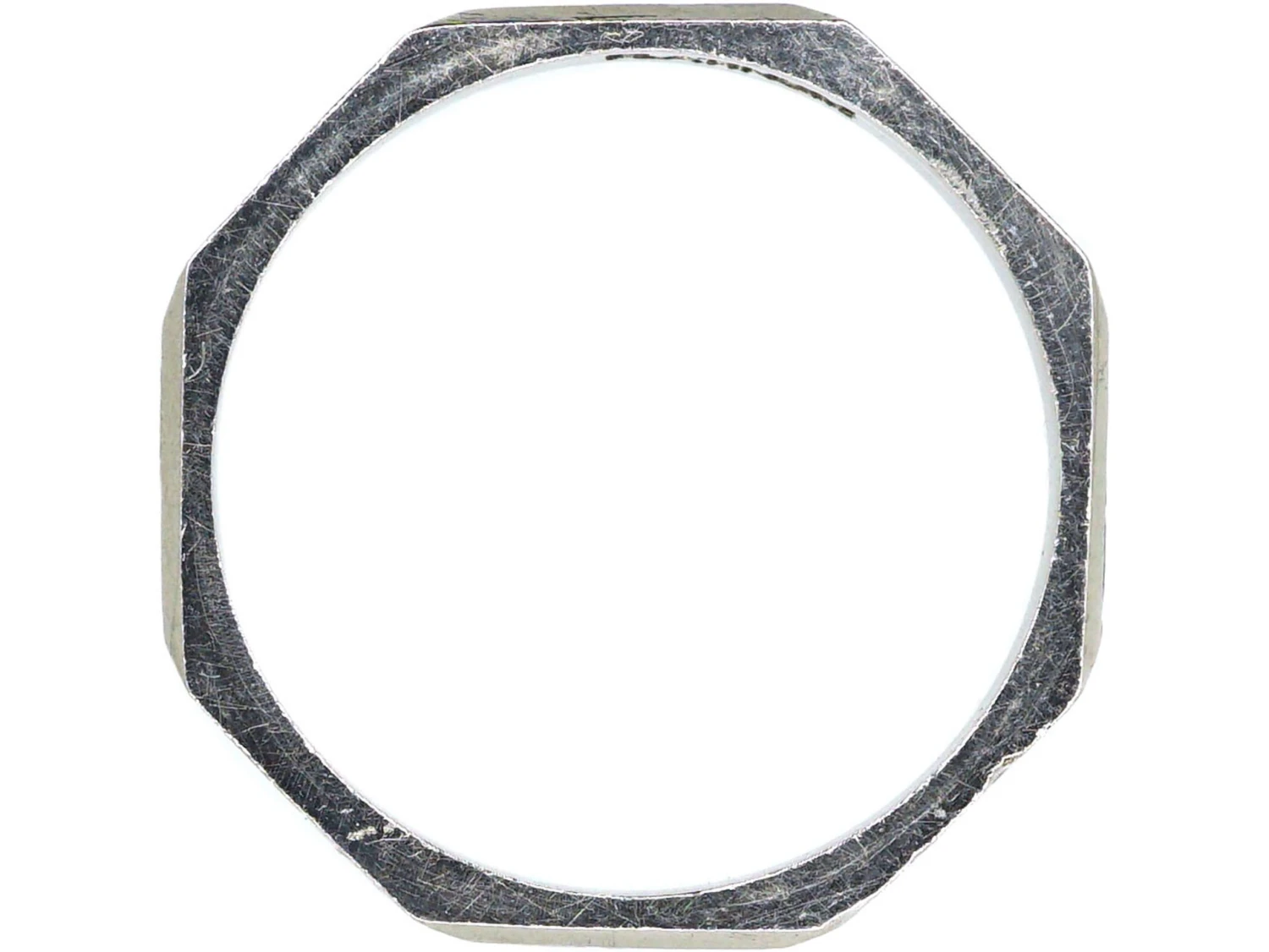 Art Deco Platinum Wedding Hexagonal Ring With Engraved Detail 5 Art Deco Platinum Wedding Hexagonal Ring With Engraved Detail - Image 3