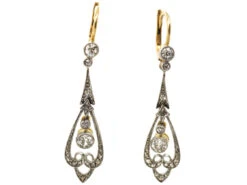 Edwardian 15ct Gold & Platinum, Diamond Drop Earrings