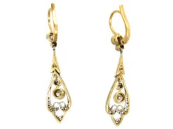 Edwardian 15ct Gold & Platinum, Diamond Drop Earrings 7 Edwardian 15ct Gold & Platinum, Diamond Drop Earrings -Antique Jewellery Company DSC02405