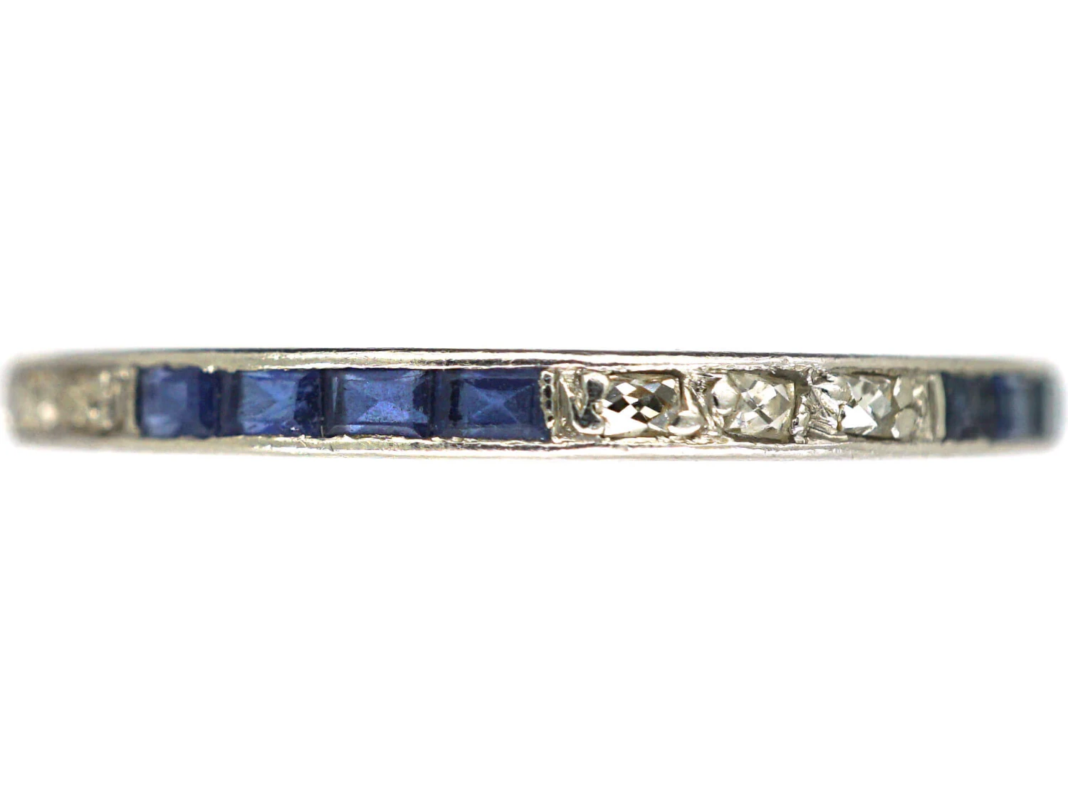 Art Deco Narrow Platinum, Sapphire & Diamond Eternity Ring 3 Art Deco Narrow Platinum, Sapphire & Diamond Eternity Ring