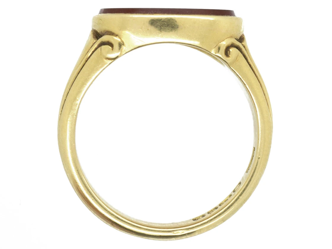 18ct Gold Early Victorian Carnelian Signet Ring With Carved Eagle Intaglio 6 18ct Gold Early Victorian Carnelian Signet Ring With Carved Eagle Intaglio - Image 4