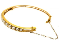 Edwardian 9ct Gold Bangle Set With Natural Split Pearls -Antique Jewellery Company DSC02445 1