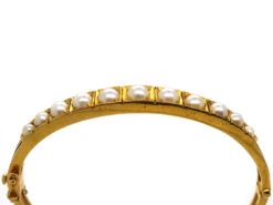 Edwardian 9ct Gold Bangle Set With Natural Split Pearls -Antique Jewellery Company DSC02447 1