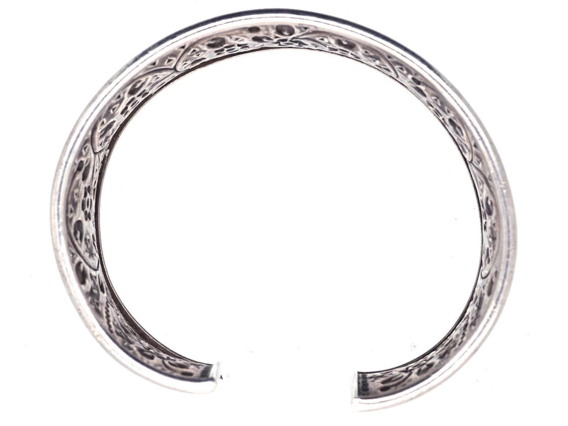 Silver Pierced Work Flower Design Bangle 4 Silver Pierced Work Flower Design Bangle - Image 2