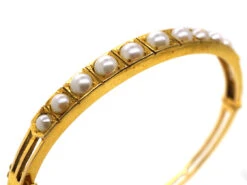 Edwardian 9ct Gold Bangle Set With Natural Split Pearls -Antique Jewellery Company DSC02449 1