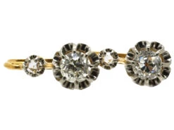 French 18ct Gold Diamond Set Drop Earrings -Antique Jewellery Company DSC02466