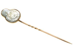 Edwardian 15ct Gold & Mother Of Pearl Buddha Tie Pin 12 Edwardian 15ct Gold & Mother Of Pearl Buddha Tie Pin -Antique Jewellery Company DSC02482 1