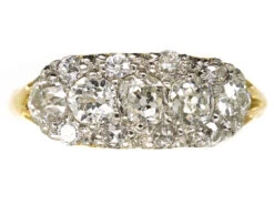 Edwardian 18ct Gold & Platinum Five Stone Diamond Cluster Ring