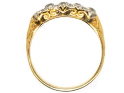 Edwardian 18ct Gold & Platinum Five Stone Diamond Cluster Ring -Antique Jewellery Company DSC02493