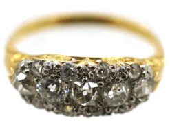 Edwardian 18ct Gold & Platinum Five Stone Diamond Cluster Ring -Antique Jewellery Company DSC02498