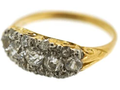 Edwardian 18ct Gold & Platinum Five Stone Diamond Cluster Ring -Antique Jewellery Company DSC02500