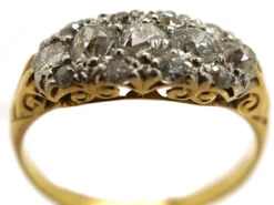 Edwardian 18ct Gold & Platinum Five Stone Diamond Cluster Ring -Antique Jewellery Company DSC02503
