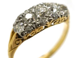 Edwardian 18ct Gold & Platinum Five Stone Diamond Cluster Ring -Antique Jewellery Company DSC02505