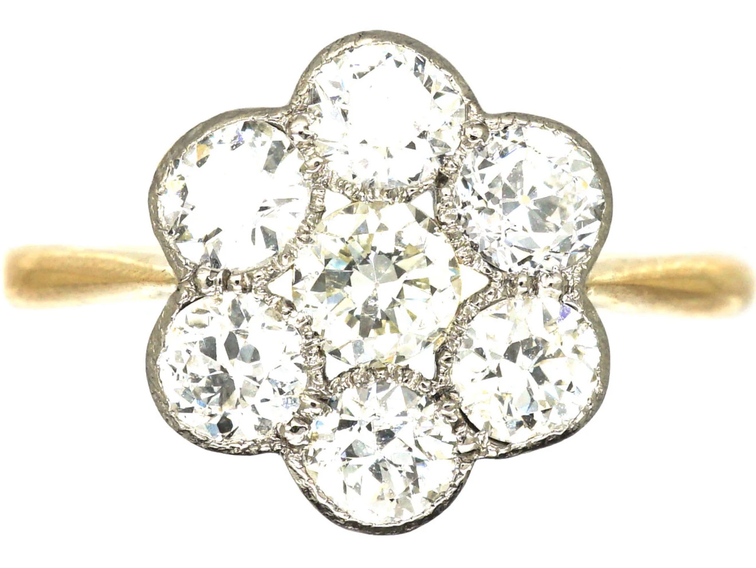 Early 20th Century 18ct Gold & Platinum, Diamond Cluster Ring 3 Early 20th Century 18ct Gold & Platinum, Diamond Cluster Ring