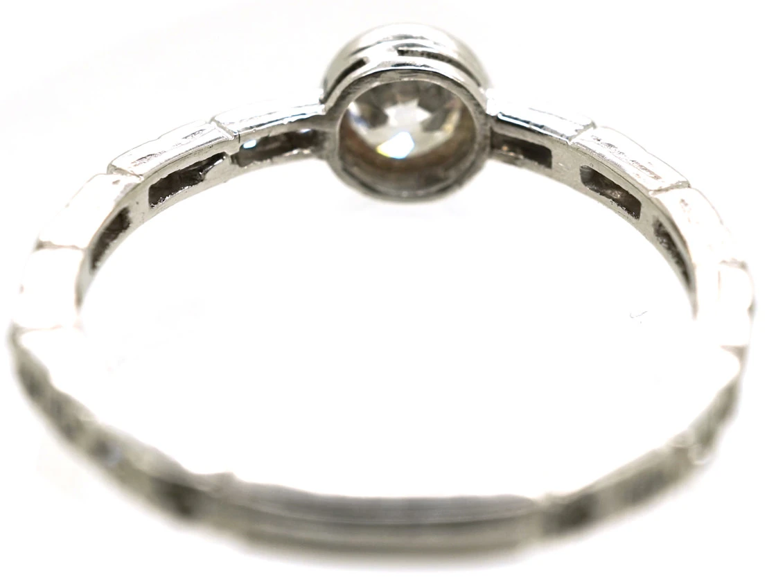 Art Deco Diamond Solitaire Ring With Diamond Set Shank 7 Art Deco Diamond Solitaire Ring With Diamond Set Shank - Image 5
