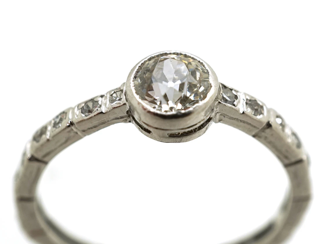 Art Deco Diamond Solitaire Ring With Diamond Set Shank 4 Art Deco Diamond Solitaire Ring With Diamond Set Shank - Image 2