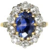 18ct Gold & Platinum, Sapphire & Diamond Oval Cluster Ring