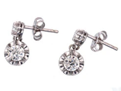 Art Deco Diamond Two Stone Drop Earrings 6 Art Deco Diamond Two Stone Drop Earrings -Antique Jewellery Company DSC02524 2