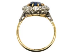 18ct Gold & Platinum, Sapphire & Diamond Oval Cluster Ring -Antique Jewellery Company DSC02524