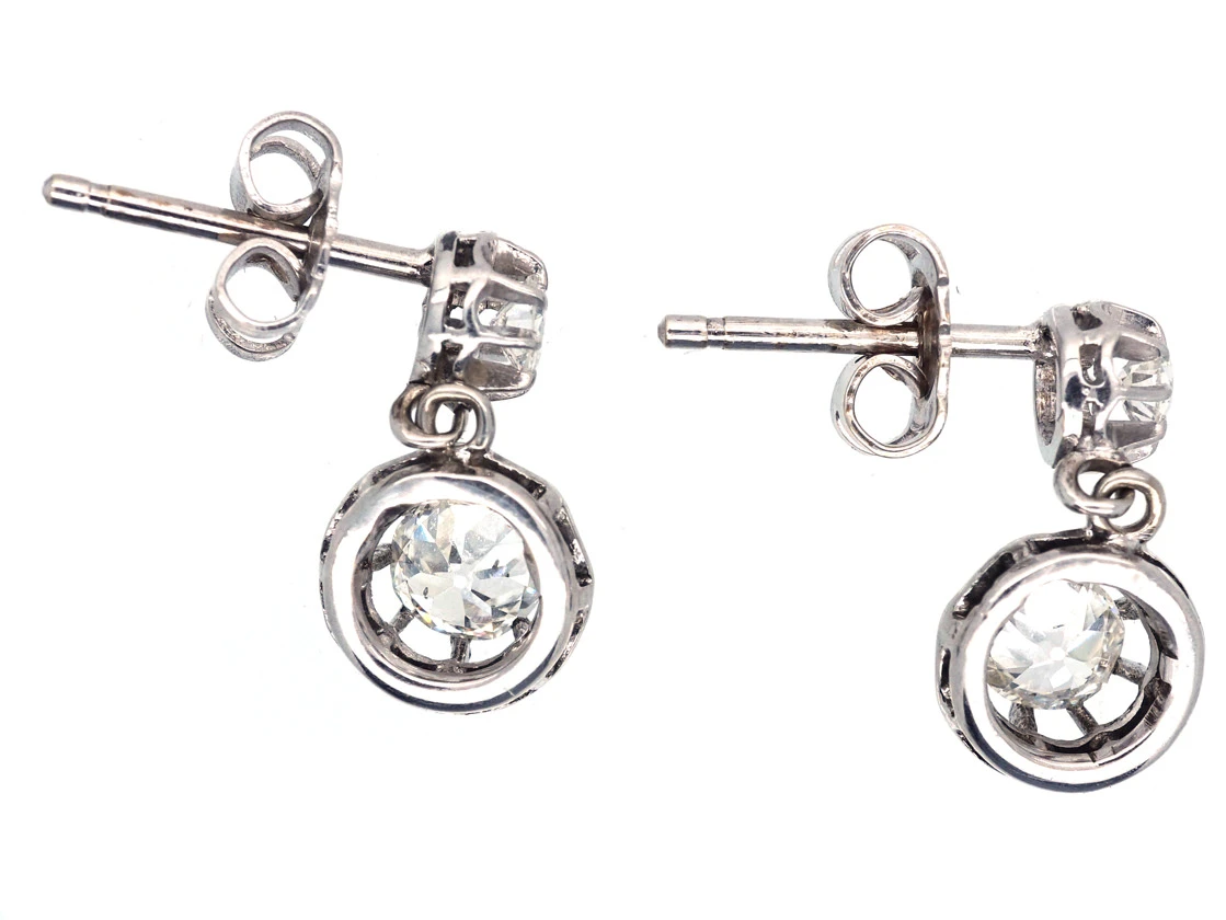 Art Deco Diamond Two Stone Drop Earrings 5 Art Deco Diamond Two Stone Drop Earrings - Image 3