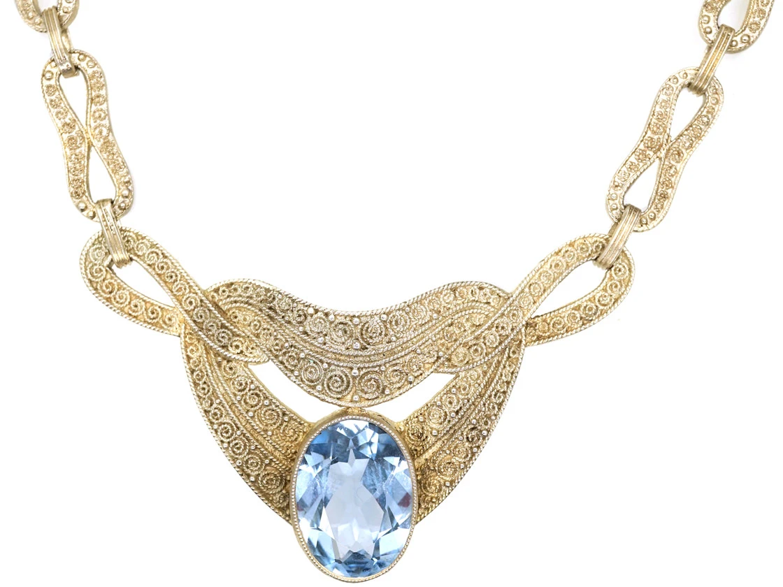 Theodor Fahrner Art Deco Necklace With Blue Paste 3 Theodor Fahrner Art Deco Necklace With Blue Paste