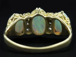 Victorian 18ct Gold Triple Opal & Diamond Ring 8 Victorian 18ct Gold Triple Opal & Diamond Ring -Antique Jewellery Company DSC02538