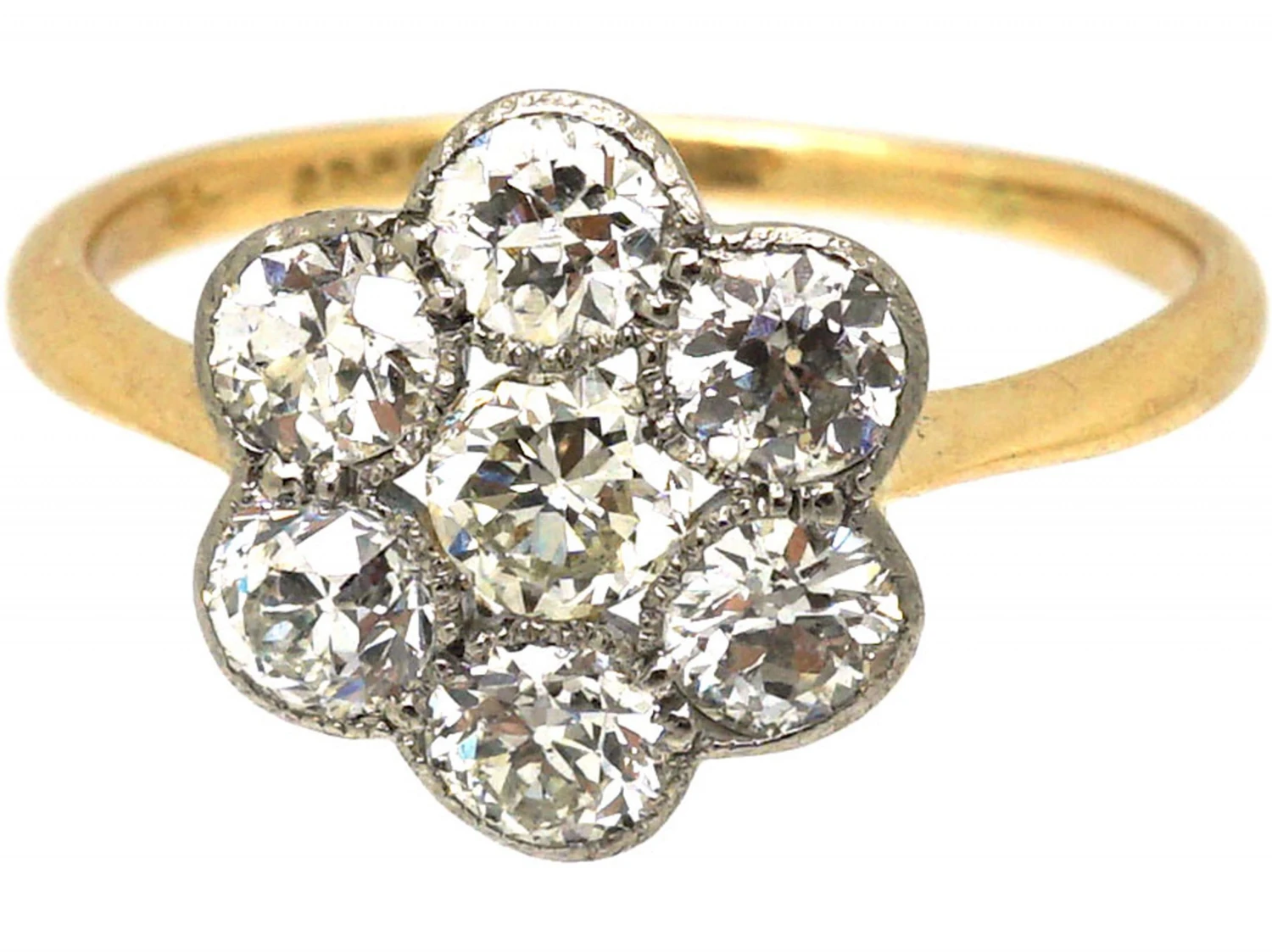 Early 20th Century 18ct Gold & Platinum, Diamond Cluster Ring 8 Early 20th Century 18ct Gold & Platinum, Diamond Cluster Ring - Image 6