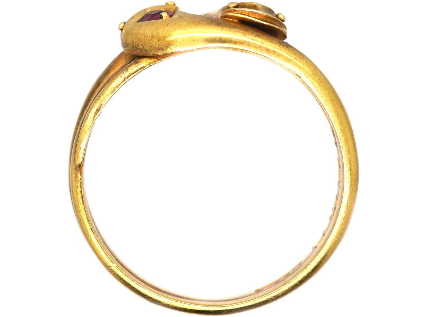 Victorian 18ct Gold Double Snake Ring Set With A Ruby & A Diamond 4 Victorian 18ct Gold Double Snake Ring Set With A Ruby & A Diamond - Image 2