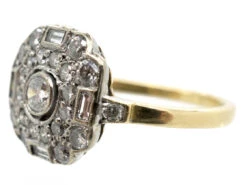 Art Deco 18ct Gold & Diamond Hexagonal Ring -Antique Jewellery Company DSC02551