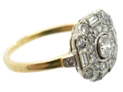 Art Deco 18ct Gold & Diamond Hexagonal Ring -Antique Jewellery Company DSC02552