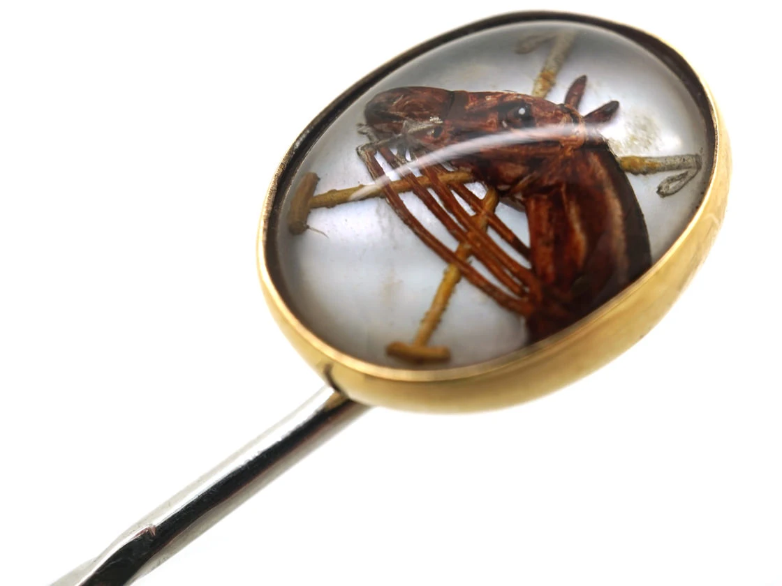 Reverse Intaglio Rock Crystal Tie Pin Of A Polo Pony With Two Mallets 5 Reverse Intaglio Rock Crystal Tie Pin Of A Polo Pony With Two Mallets - Image 3