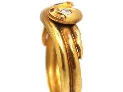 Victorian 18ct Gold Double Snake Ring Set With A Ruby & A Diamond 14 Victorian 18ct Gold Double Snake Ring Set With A Ruby & A Diamond -Antique Jewellery Company DSC02584