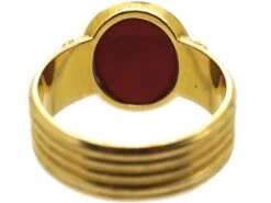 Victorian 18ct Gold Signet Ring Set With A Plain Carnelian -Antique Jewellery Company DSC02593 scaled 1