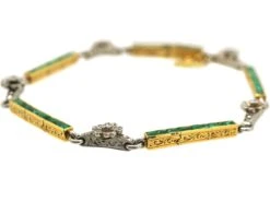French Early 20th Century Emerald & Diamond Flowers Bracelet 6 French Early 20th Century Emerald & Diamond Flowers Bracelet -Antique Jewellery Company DSC02606 scaled 1