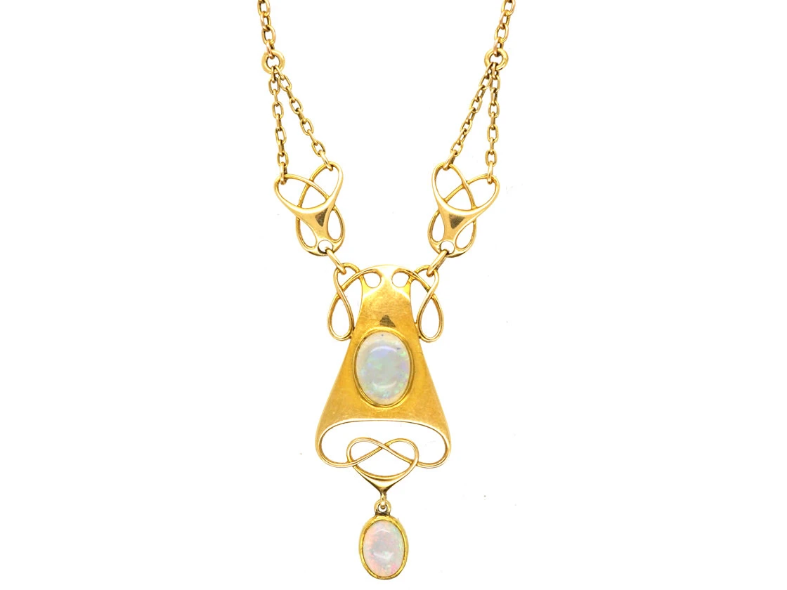 Art Nouveau 15ct Gold Necklace Set With Opals By Murrle Bennett & Co 3 Art Nouveau 15ct Gold Necklace Set With Opals By Murrle Bennett & Co