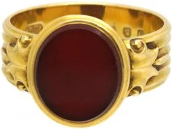 Victorian 18ct Gold Signet Ring Set With A Plain Carnelian -Antique Jewellery Company DSC02609 scaled 1