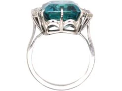 Art Deco 18ct White Gold Ring Set With A Large Zircon With Diamond Set Shoulders -Antique Jewellery Company DSC02635 scaled 1