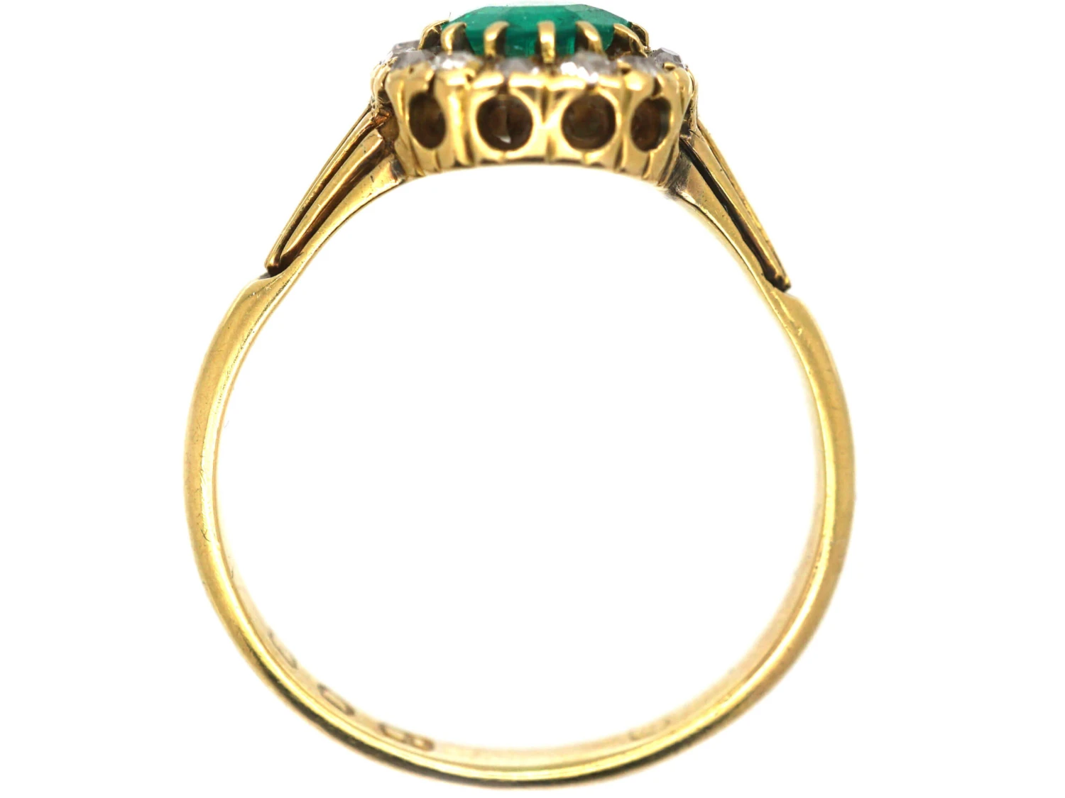 Victorian 18ct Gold, Emerald & Diamond Pear Shaped Ring 6 Victorian 18ct Gold, Emerald & Diamond Pear Shaped Ring - Image 4