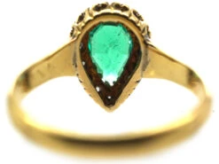 Victorian 18ct Gold, Emerald & Diamond Pear Shaped Ring 14 Victorian 18ct Gold, Emerald & Diamond Pear Shaped Ring -Antique Jewellery Company DSC02674