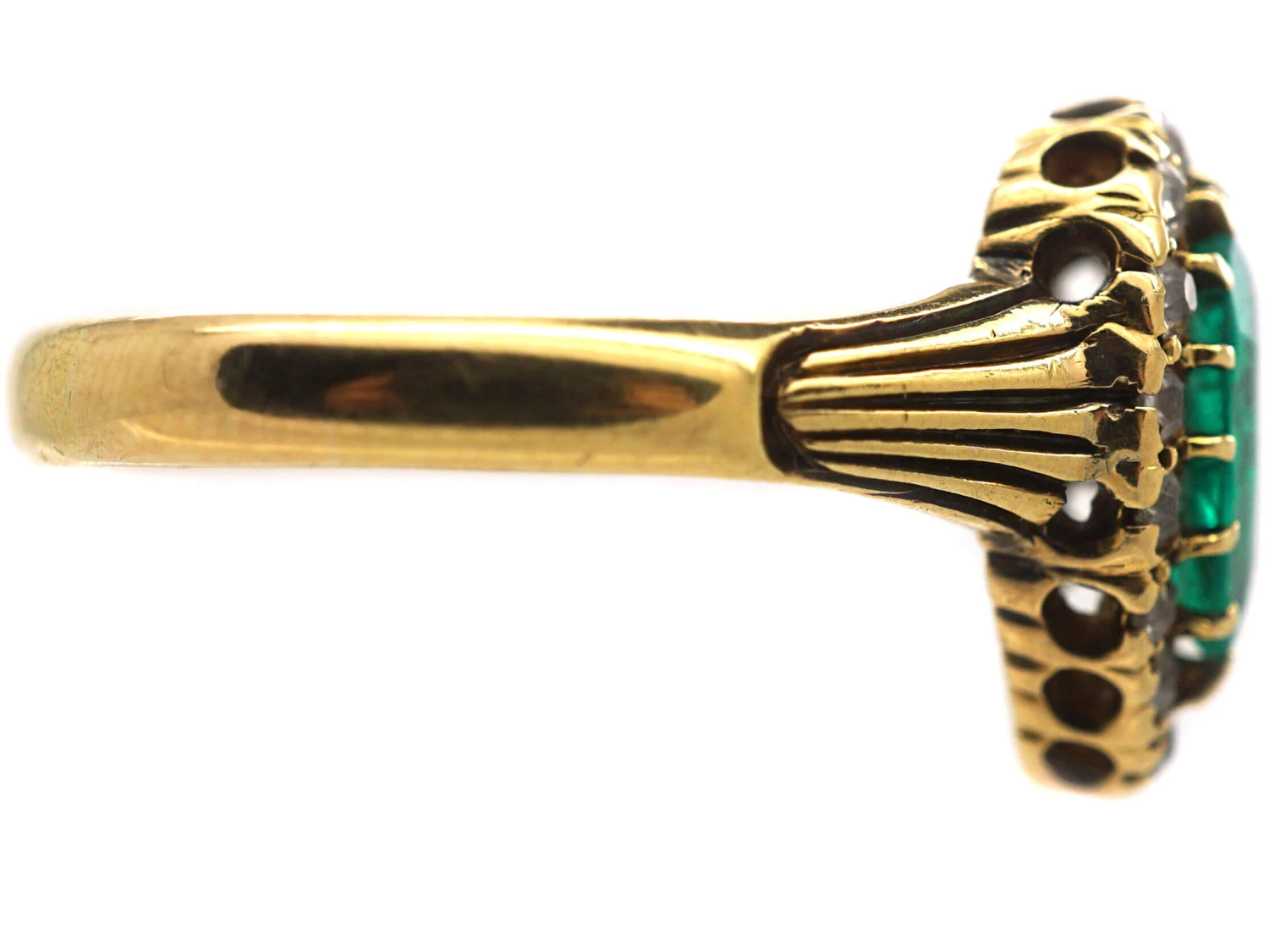 Victorian 18ct Gold, Emerald & Diamond Pear Shaped Ring 8 Victorian 18ct Gold, Emerald & Diamond Pear Shaped Ring - Image 6