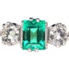 Art Deco Emerald & Diamond Three Stone Ring 1 Art Deco Emerald & Diamond Three Stone Ring -Antique Jewellery Company DSC02692