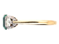 Art Deco Emerald & Diamond Three Stone Ring 14 Art Deco Emerald & Diamond Three Stone Ring -Antique Jewellery Company DSC02693