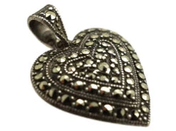 Silver & Marcasite Heart Pendant -Antique Jewellery Company DSC02696 1