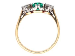 Art Deco Emerald & Diamond Three Stone Ring 16 Art Deco Emerald & Diamond Three Stone Ring -Antique Jewellery Company DSC02696