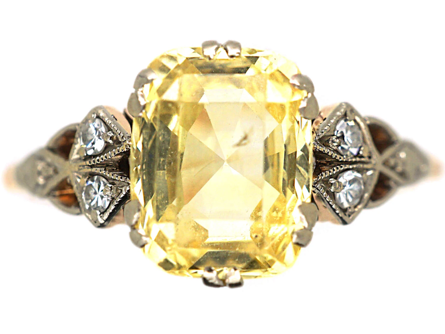 Edwardian 14ct Gold, Yellow Sapphire & Diamond Ring 3 Edwardian 14ct Gold, Yellow Sapphire & Diamond Ring