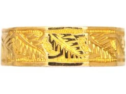 Victorian 18ct Gold Faceted Wedding Ring With Fern Motif