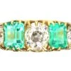 Victorian 18ct Gold, Emerald And Diamond Five Stone Ring -Antique Jewellery Company DSC02712